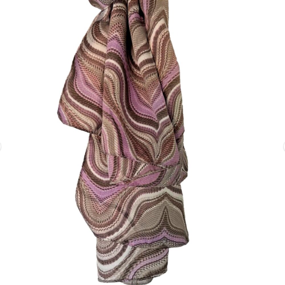 Pink Gray and White Silky Oblong Scarf